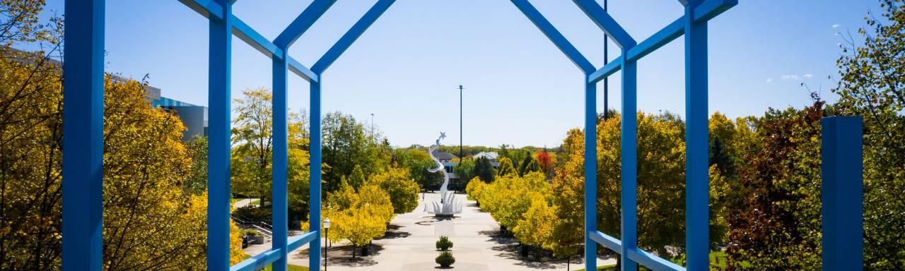 Ariel view of the Transformational Link sculpture on GVSU's Allendale campus